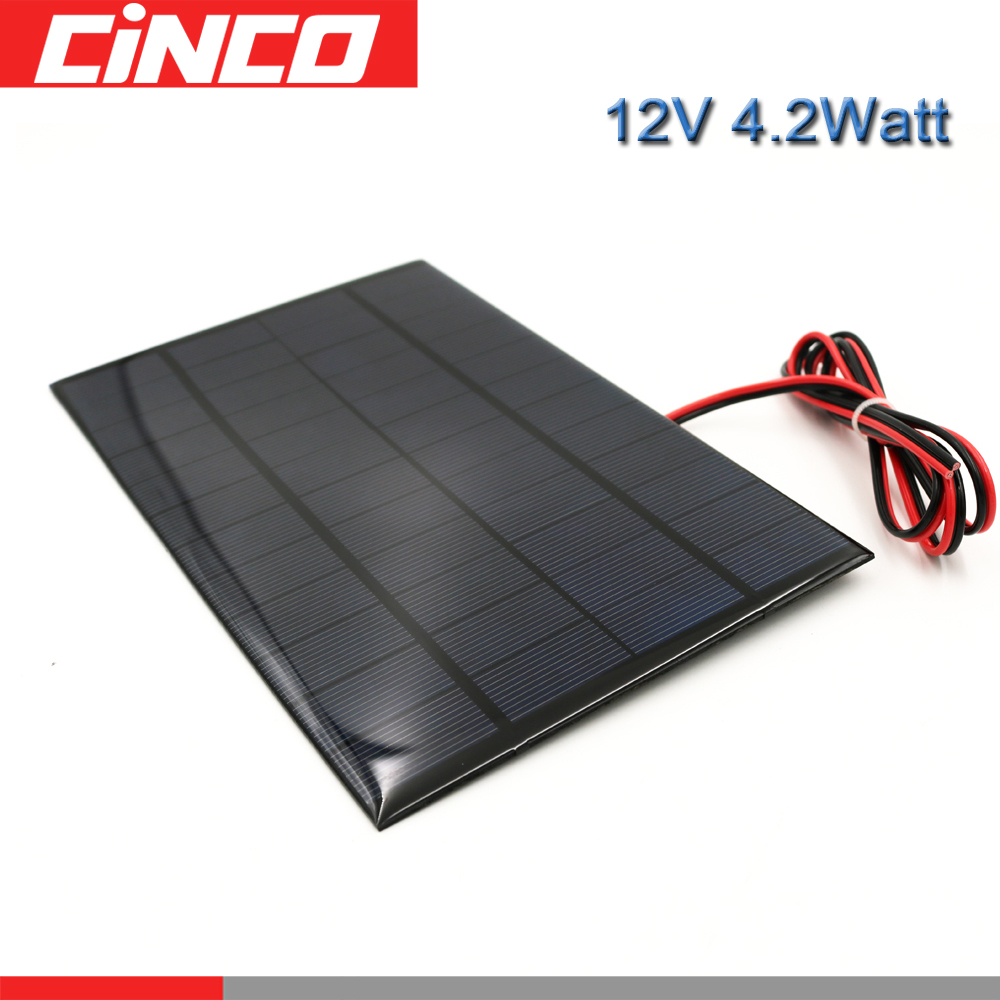 12V4. 2W met draad Watt Zonnecellen poly Li-Ion Battery charger voltage LED lamp Zonnepaneel 12 V DC met draad