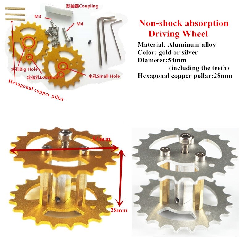 Aluminum Alloy Metal Driving Wheel Non-shock-aborbing Driving Wheel for Toy Tank Track Caterpillar Car Chassis Tracked Crawler