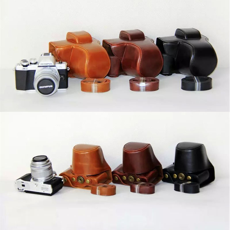 PU Leather Camera Bag Case Voor Olympus EM10 II E-M10 Mkii EM10 III E-M10 Mark III Camera Bag Cover Met schouderriem