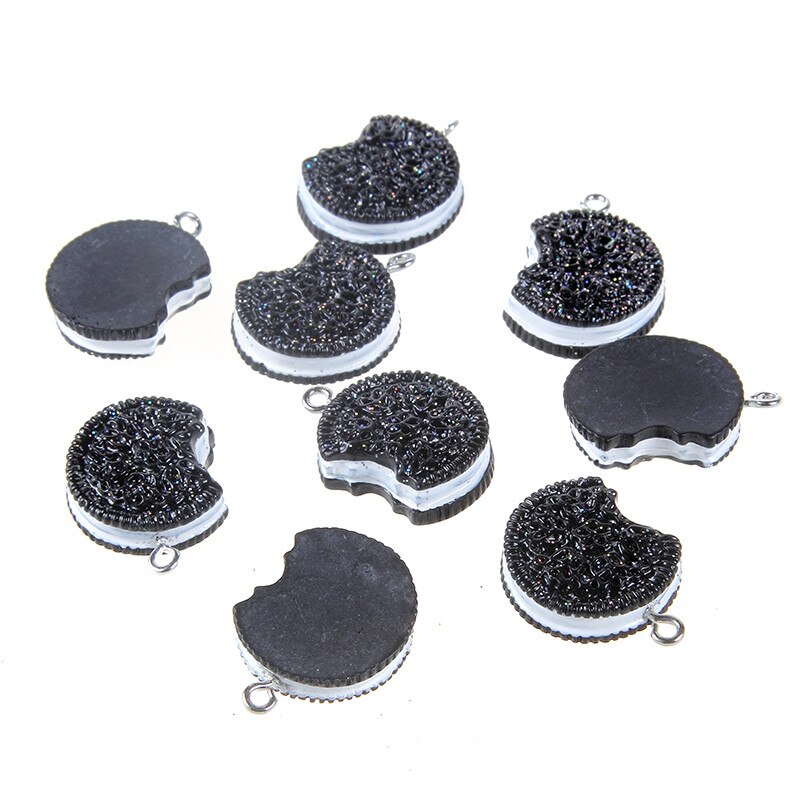 High Grade Half Oreo Biscuits Resin Simulated food Pendant charms for Making jewelry DIY 10 pcs