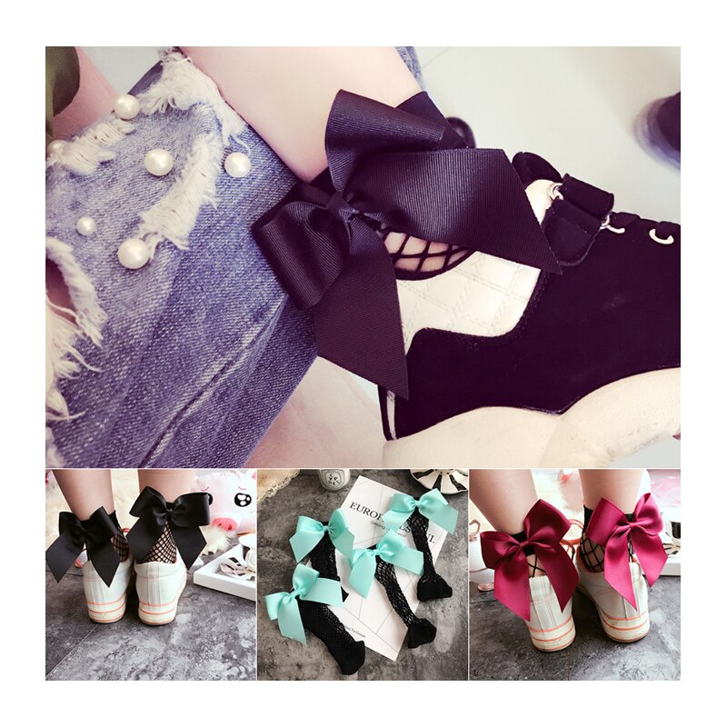 Kobiety skarpetki do kostek typu kabaretki z falbaną siatki koronki Bowknot krótkie skarpetki skarpety sportowe siatki siatki skarpetki damskie dziewczyny łuk Sox Flamesocks