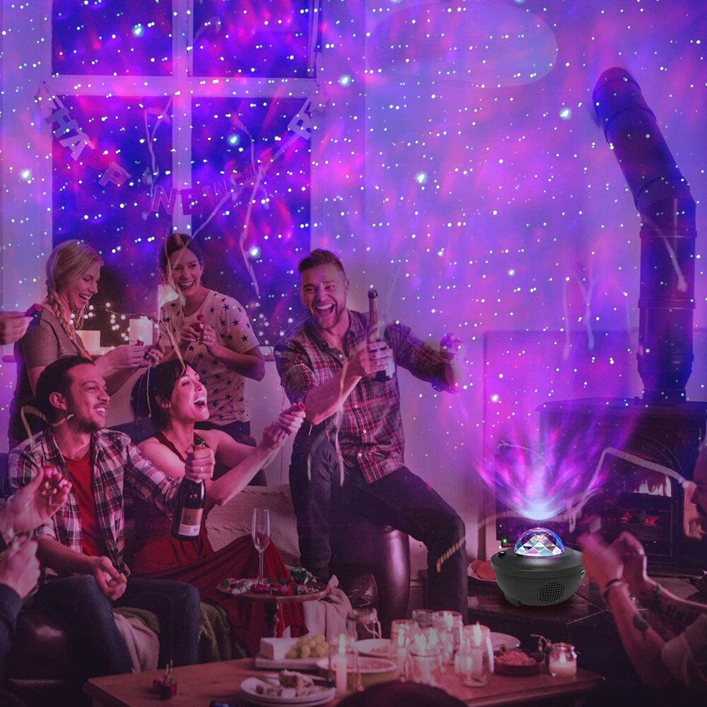 Ledde starprojector nattljus havsvågprojektor med musik bluetooth fjärrkontroll party bar atmosfär projektion hemlampa