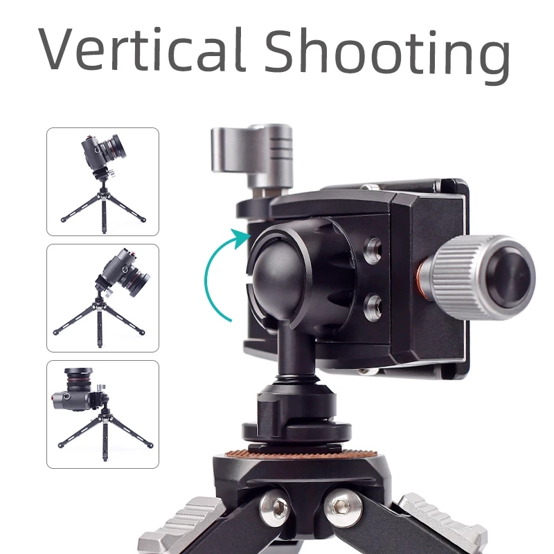 XILETU BS-2 Metal Cold Shoe Clip Ball Head Lightweight Mini Tripod 360 Degree Panoramic Heads Stand for DSLR Micro-Single Camera