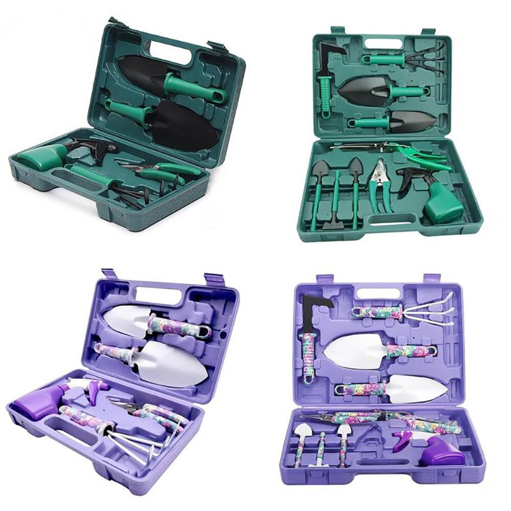 5 pièces  / 10 pièces (chaque ensemble) fleurs en pot plantation jardinage outils de plantation mini ensemble d'outils de jardin vert foncé / violet