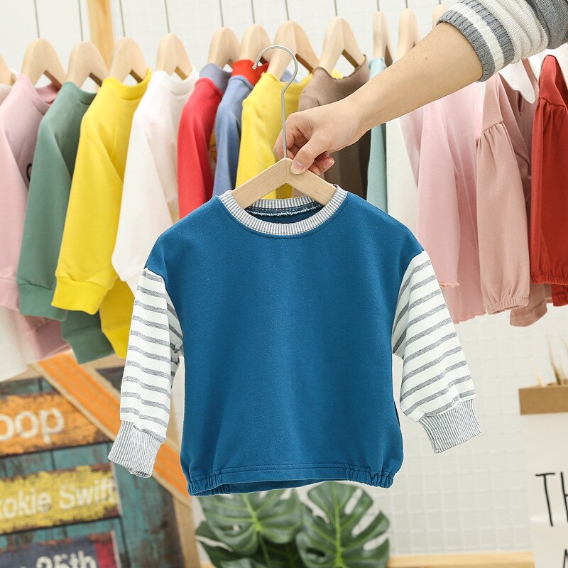 Barn baby flickor tröja spädbarn barn långärmad randig tecknad katt tryck hoodie tröja tröjor toppar kläder