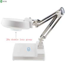 LED desk magnifier with folding lamp Electronic magnifier 20 times high brightness energy saving and energy saving