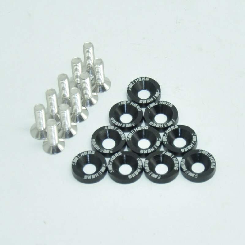 Universal 6mm Fender Washers washers and bolt Aluminum for Civic Integra RSX EK EG DC: black