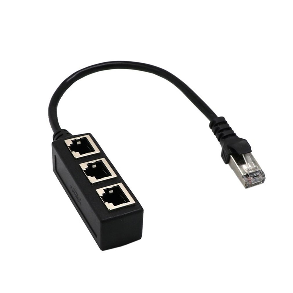 Splitter Ethernet RJ45 Cable Adapter 1 Male To 2/3 Female Port LAN Network Connector Wire Ethernet RJ45 Cable Adapter: Black