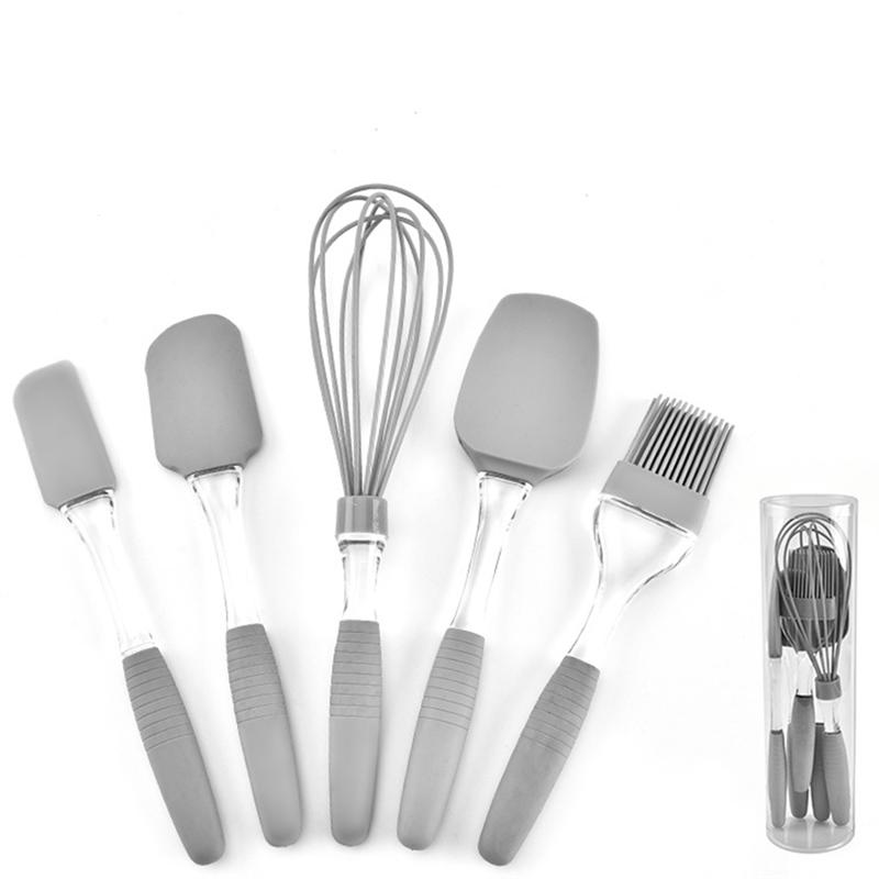 5Pcs In 1 Set Cooking Supplies Cookers Set Large Scraper For Cook Chef Silicone Baking Tool Set Kitchen Supplies(Grey)