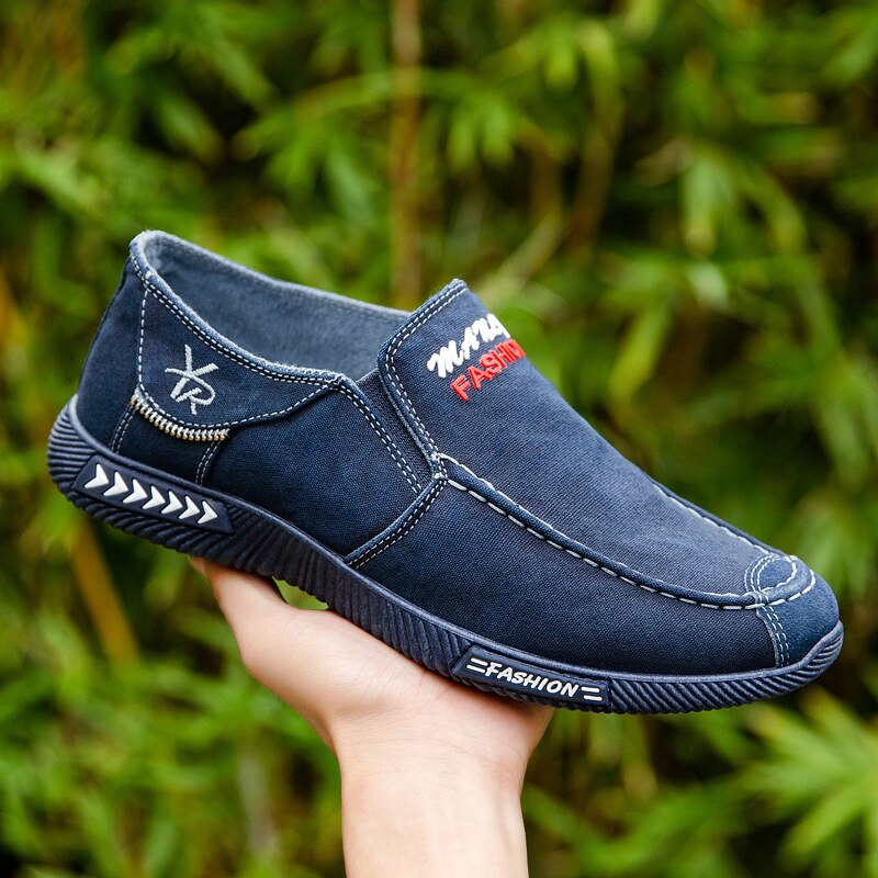 Chaussures homme printemps automne chaussures homme toile chaussures plates décontractées chaussures confortables respirantes chaussures homme ballerines noir: A38 bleus / 44