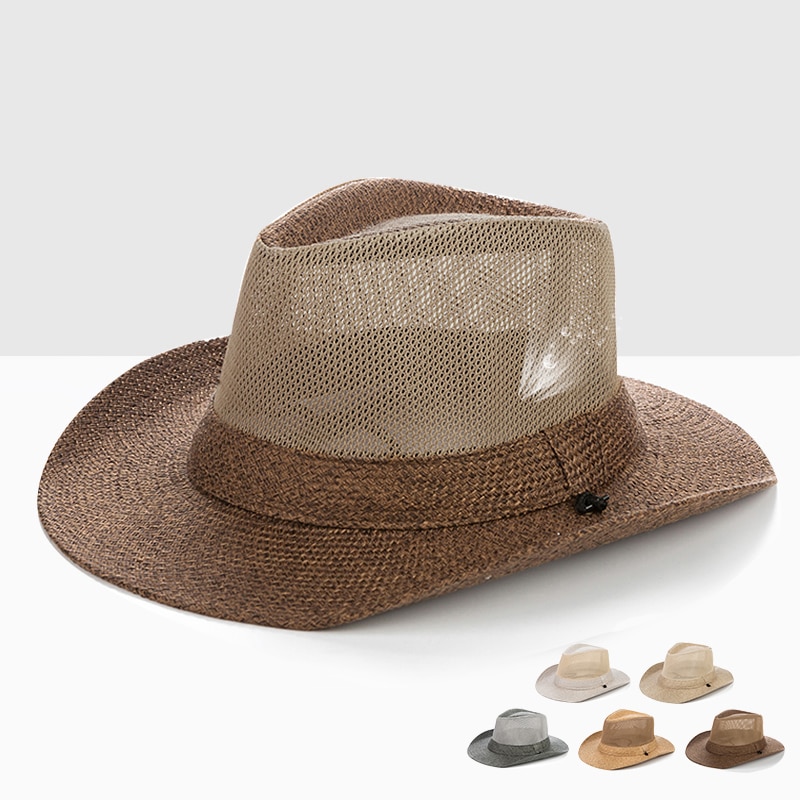 Udendørs solhat til mænd bred skygge mænd & #39 sommer fritid stråhat åndbar parasol hat herre & #39 sommer raffia solhat b -8283