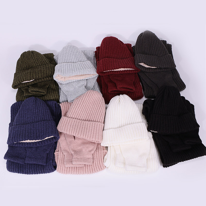Ensemble de gants écharpe pour chapeaux | En, bonnet d'hiver tricoté extérieur et épais pour hommes et femmes, costume unisexe 3 pièces