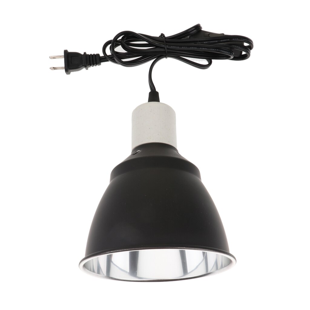 300W Metal Ceramic Heat UV UVB Lamp Light Holder Dome Shape Brooder Reptile Black E27 US Plug