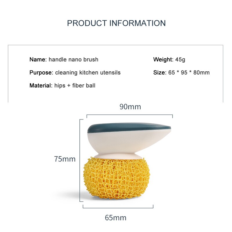 Nano piłka stalowa szczotka druciana piłka sprzątanie kuchni zmywanie naczyń wełna stalowa podkładka robić czyszczenia kolorowy uchwyt robić szorowania