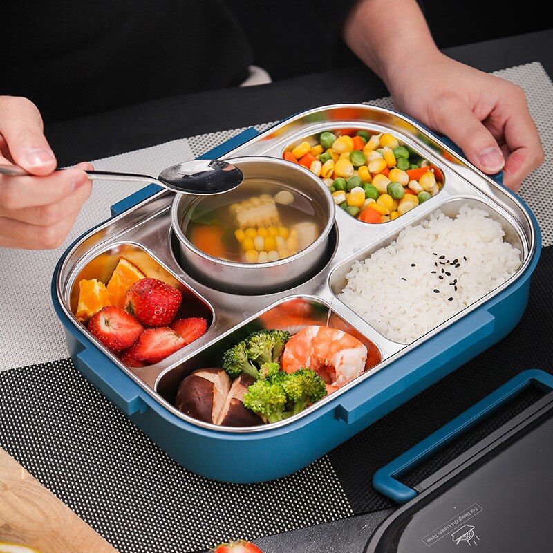 Japanese Lunch Box With Compartment 304 Stainless Steel Bento Box For Kids School Food Container Leak-proof Food Box Thermal