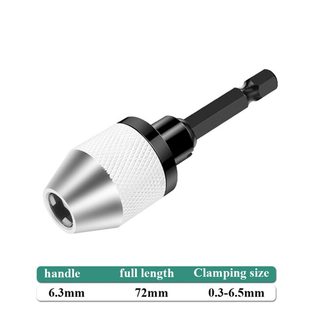 Keyless Drill Chuck Adapter Hex Shank Quick Change Bit Converter Tool For Electric Grinder Nail Engraving Machine 6.35mm: 0 3 6 5mm