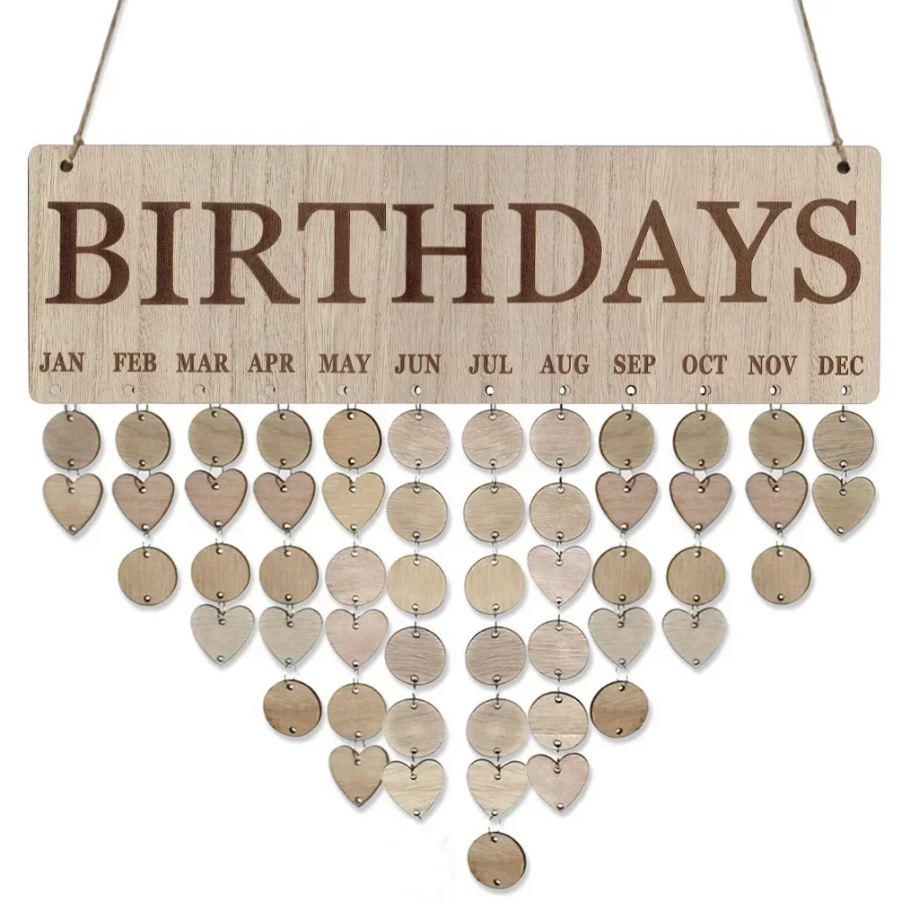 Houten Kalender Lijst Verjaardagsfeestje Woondecoratie Hanger DIY Kalender Ambachten Woonkamer Decoratie: violet