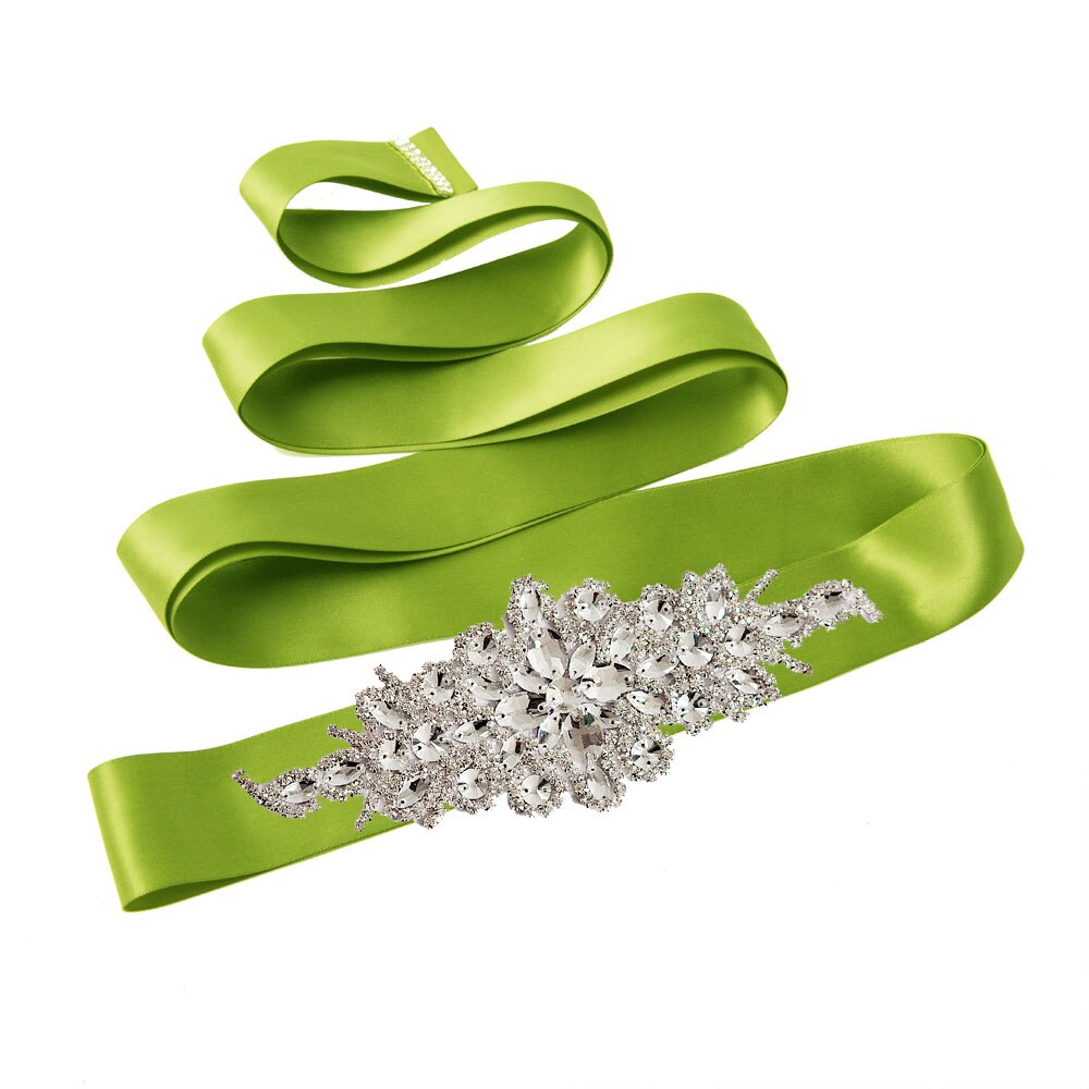 Trixy  s01 prachtige strass-steentjes riem bruidsriem diamanten trouwjurk riem kristallen bruidssjerp voor trouwjurk accessoires: Geelgroen