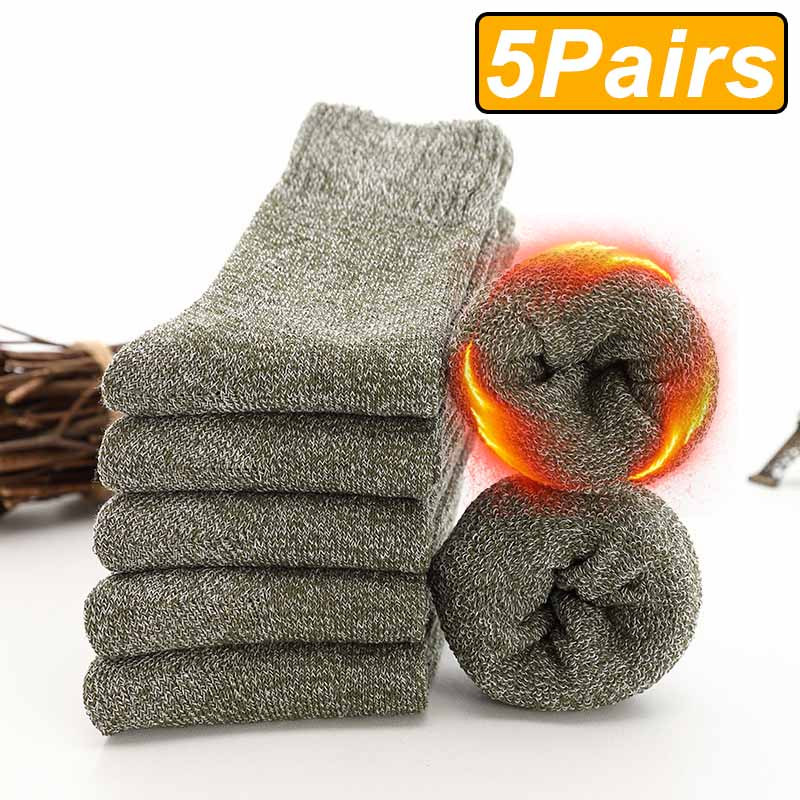 5 pares de inverno quente meias masculinas grossas meias femininas super mais grossas meias sólidas meias de inverno contra neve fria terry meias: CINZA