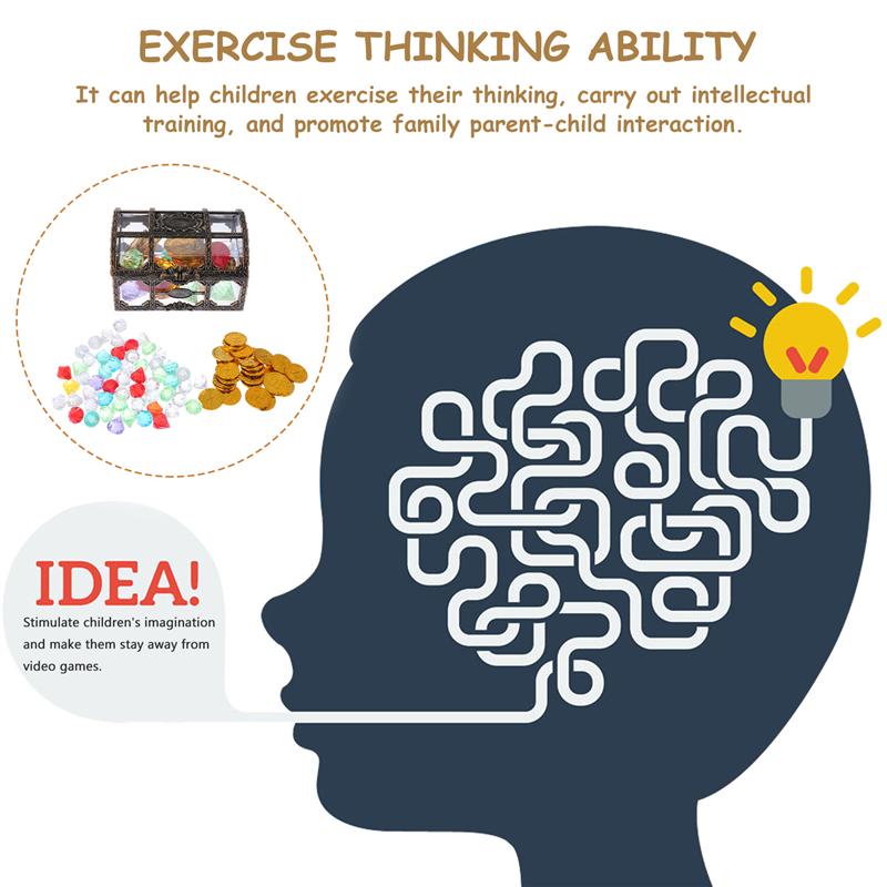 1 Set Pirate Treasure Chest with Gemstones Acrylic Diamond Gems Treasure Box