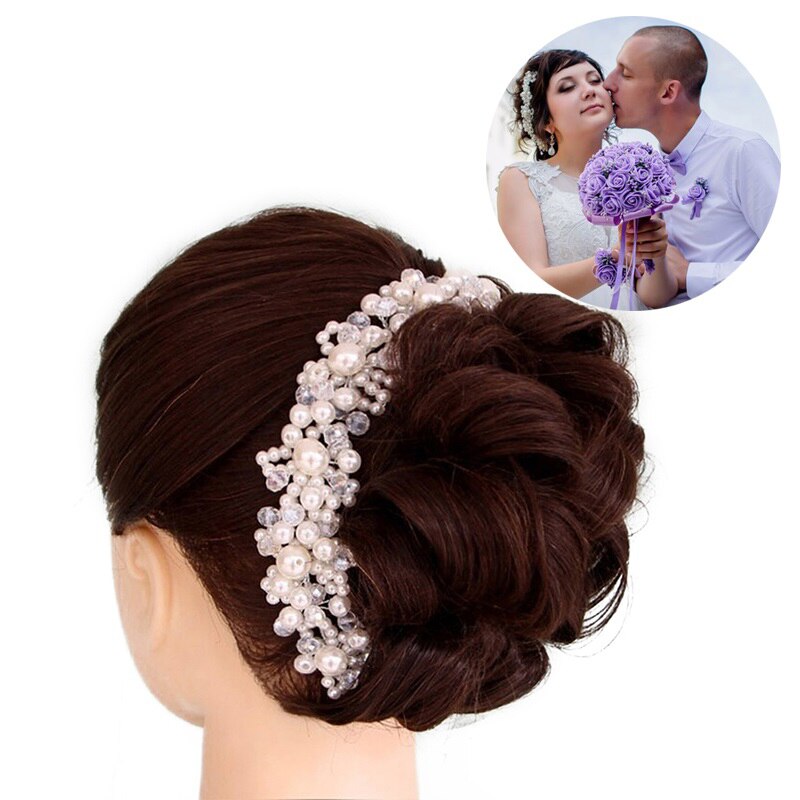 GETNOIVAS Kristall Perle Handgemachte Stirnbänder Braut Tiara Kronen Haarband Kopfstück Kopf Schmuck Frauen Hochzeit Haar Zubehör SL