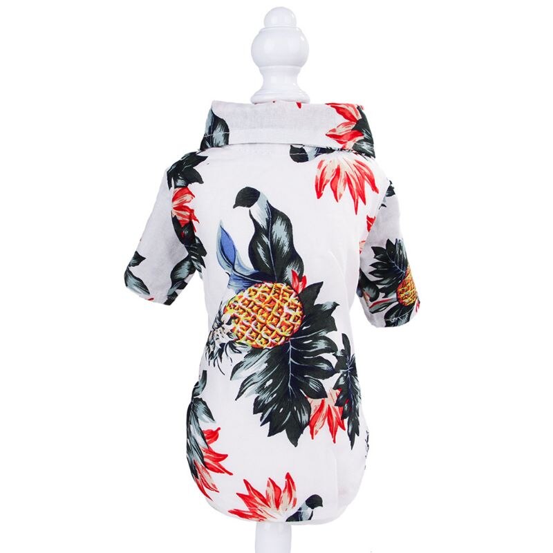 Kleding voor huisdieren, lente zomer, hawaiiaanse stijl, bedrukte katoenen shirts, geschikt voor kleine en middelgrote teddy shiba honden, shirt: Wit / Xs