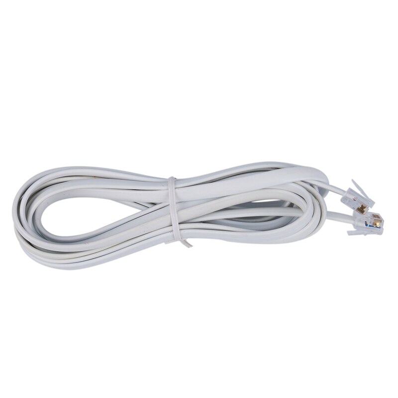 Cable de extensión de teléfono 6P6C RJ11, módem de Fax, 9,8 pies de longitud, blanco