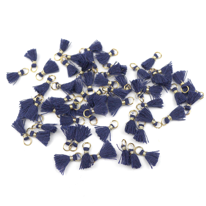 20Pcs 1 Cm Katoenen Draad Mini Kwastje Trim Hanger Diy Craft Materialen Sieraden Oorbellen Ornamenten Opknoping Ring Kleine Fringe trim: Dark blue tassels