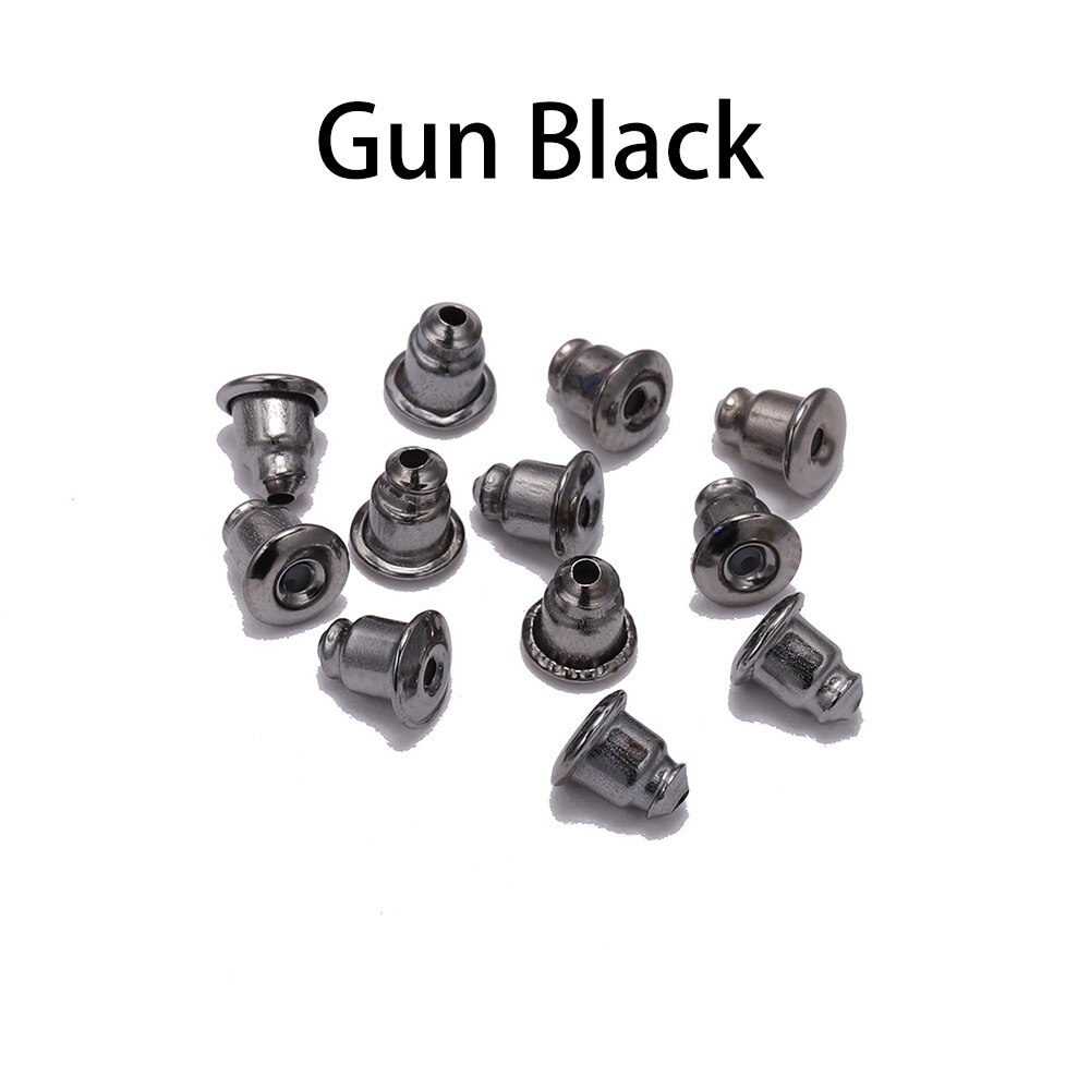 Size 5*6mm 50-200pcs/lot Gold Metal Caps Earring Studs Stopper Bullet Earring Back Plugging Blocked For Diy Jewelry Making: Gun Black 200Pcs