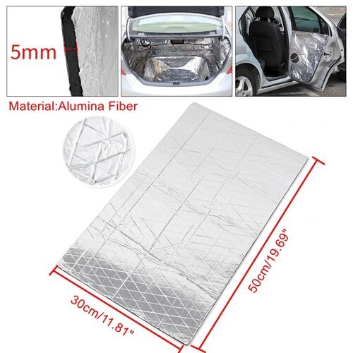 Uxcell-alfombrilla térmica amortiguadora de ruido para coche, aislamiento térmico automotriz, 5mm/8mm/10mm, 50cm * 30cm de espesor, 1,6 pies cuadrados: 5mm Alumina Fiber