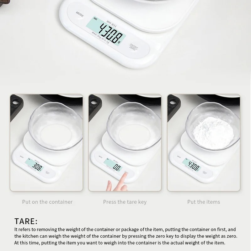 LCD Digital Kitchen Scale 3kg/7kg Food Scale Battery/USB Charging Electronic Balance Measuring Grams Scales For Cooking Baking