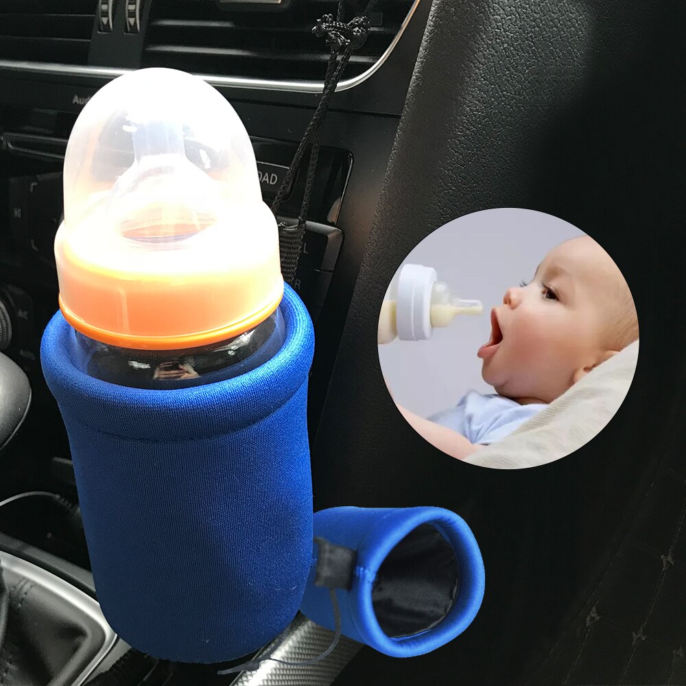Bärbar likström bil nappflaskvärmare värmare lock mat mjölk rese kopp överdrag mjölk vatten dryck flask kopp hålla värmande värmare
