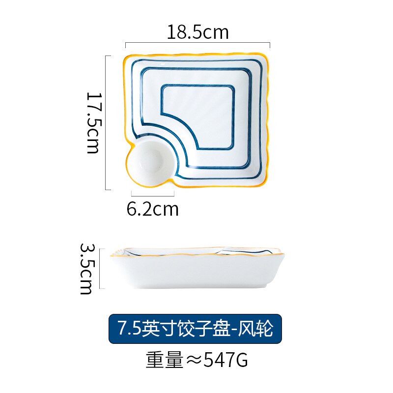 Japońska ręka malowana kluska z octem ceramiczna kwadratowa wielofunkcyjna kluska siatka zanurzenie kluska talerz śniadaniowy: 2