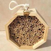 Handmade Natural Bamboo Bee Hive Mason Bee House Attracts Peaceful Bee Pollinators for the Garden