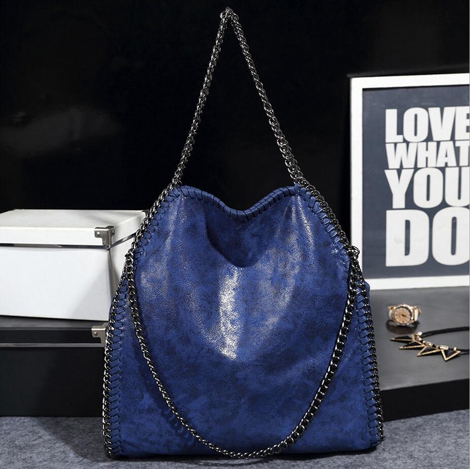 Luxe handtassen in eroupe-stijl, schoudertassen voor dames, grote capaciteit, tassen met kettingriem, opvouwbaar pu-leer, een belangrijke: Blauw