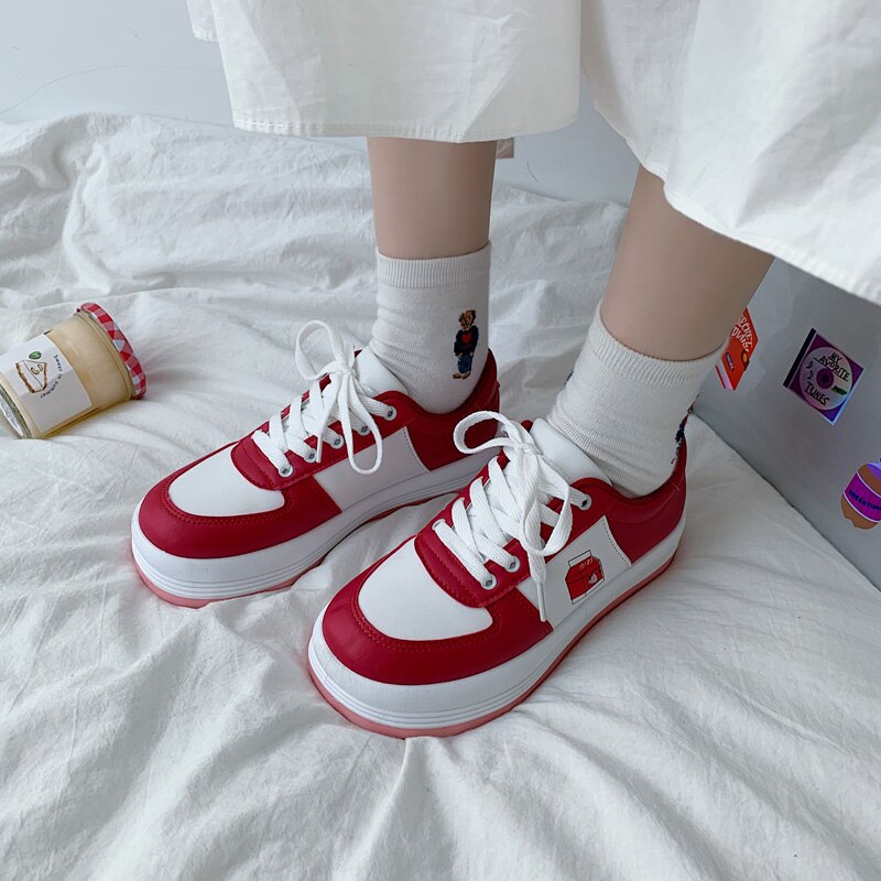 Korean Shoes Soft Autumn All-Match Round Toe Casual Female Sneakers Comfortable Fall Cross Small Solid PU Leisure