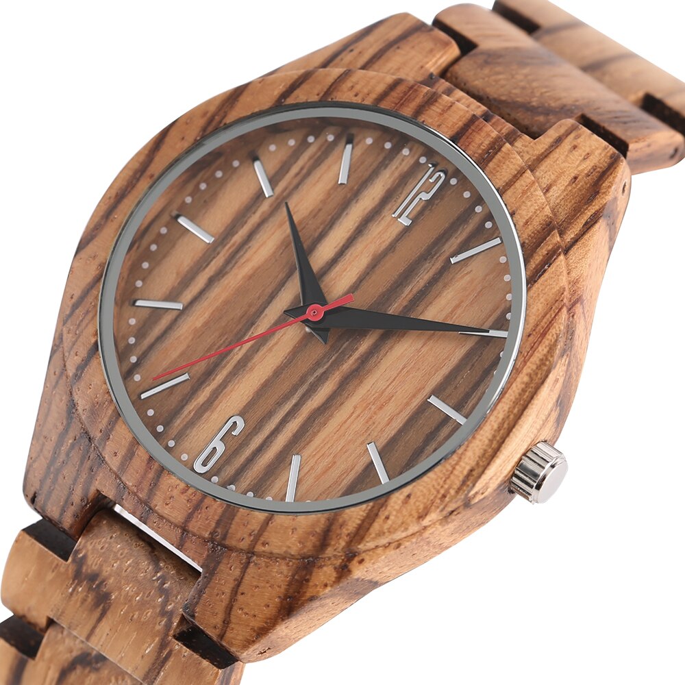 Volledige Houten Zebra Patroon Polshorloge Eenvoudige Handgemaakte Van Bamboe Hout Vouw Bangle Quartz Horloges Casual Heren Horloge