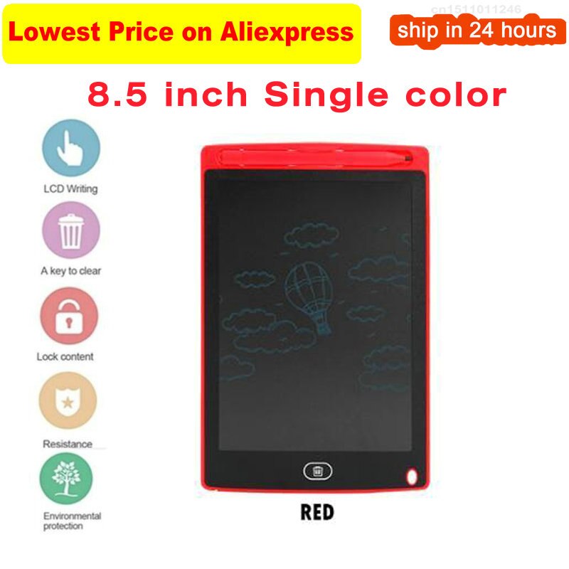 8.5Inch Electronic Drawing Board LCD Screen Writing Tablet Digital Graphic Drawing Tablets Electronic Handwriting Pad Board+Pen: Single color red