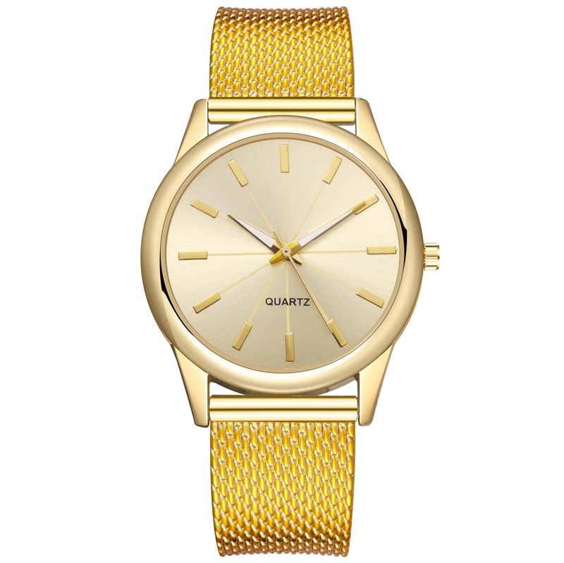 Brand Women Mesh Belt Watch Women's Quartz Watch Business Wristwatch Casual Watch Female Clock: gold