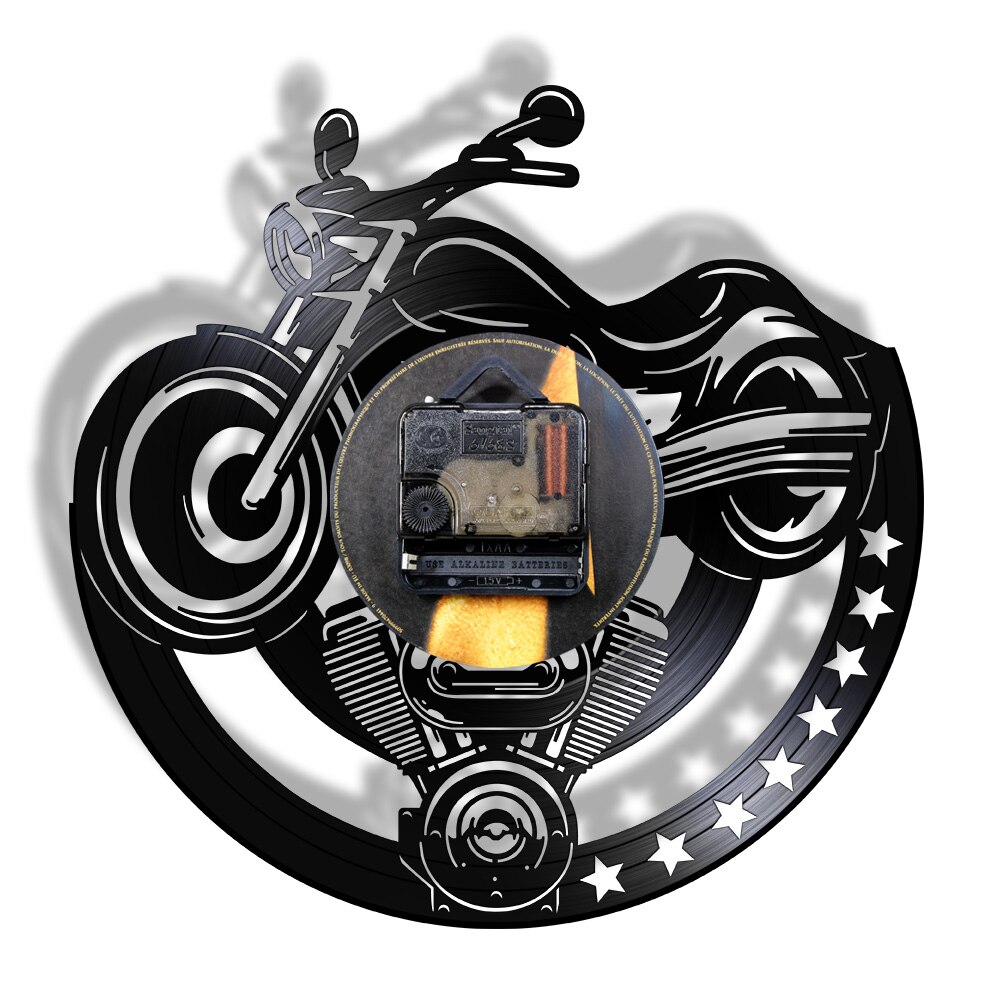 Rekord vægur vinyl vægur garage motorcykel vinyl ur motorcykel mand hule værkstedsur wandklok med led baggrundsbelysning