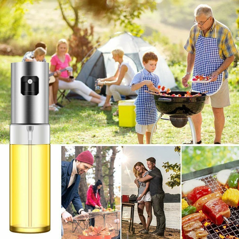 Cooking Oil Seasoning Spray Bottle Barbecue Oil Pot Glass Oil Can Barbecue Spray Bottle Abs+Glass Sprayer