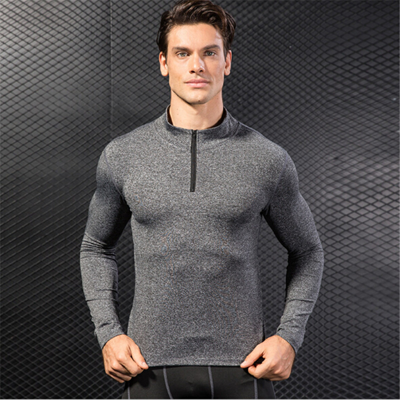 #9004 Otoño Invierno para hombre, deporte, senderismo, Running, entrenamiento térmico, camiseta de manga larga con cuello levantado, Tops, suéteres, 4 colores, S-XXL