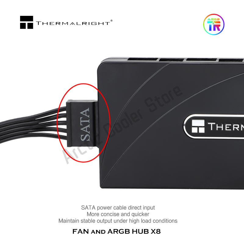 Thermalright FAN and ARGB HUB X8 1 To 8 Expansion 4pin PWM Fan Hub 3pin 5V ARGB Splitter Hub Controller PC Cooling Parts