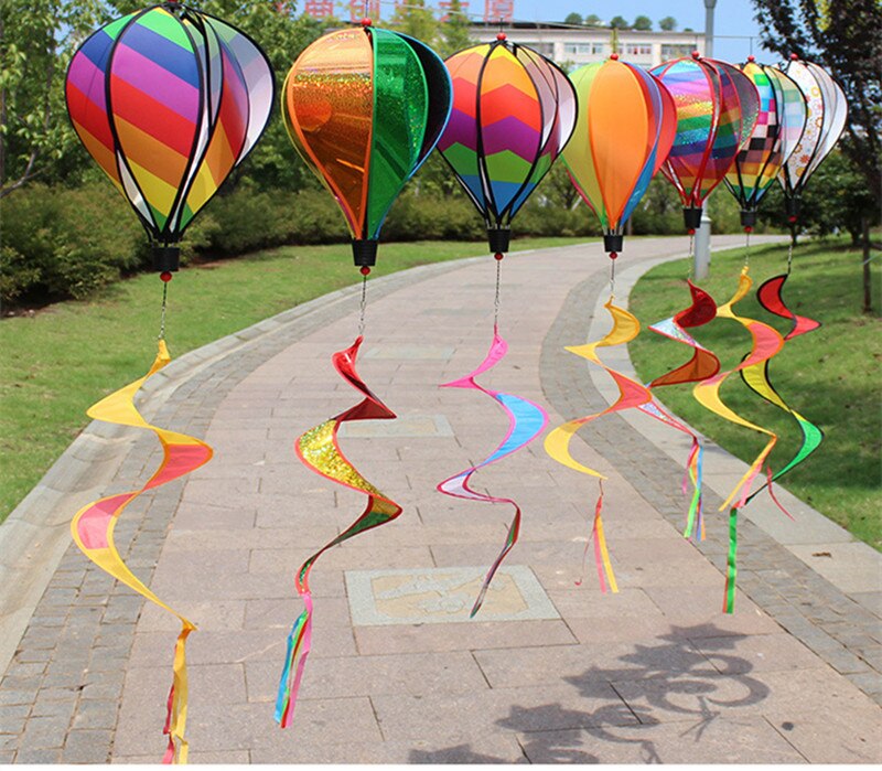 Luchtballon regenboog spiraal windmolen kleurrijke wind rotator tent vlieger lange staart nylon buiten tuin huis decoraties speelgoed