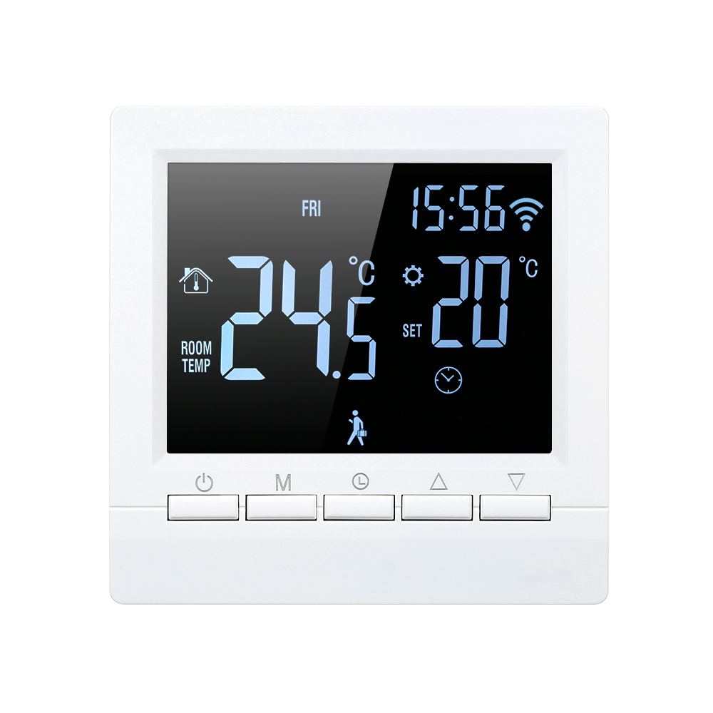 Smart wifi termostat digital temperaturregulator elektrisk uge programmerbar gulvvarme termostato med lcd-skærm: Sort / Trådløst internet
