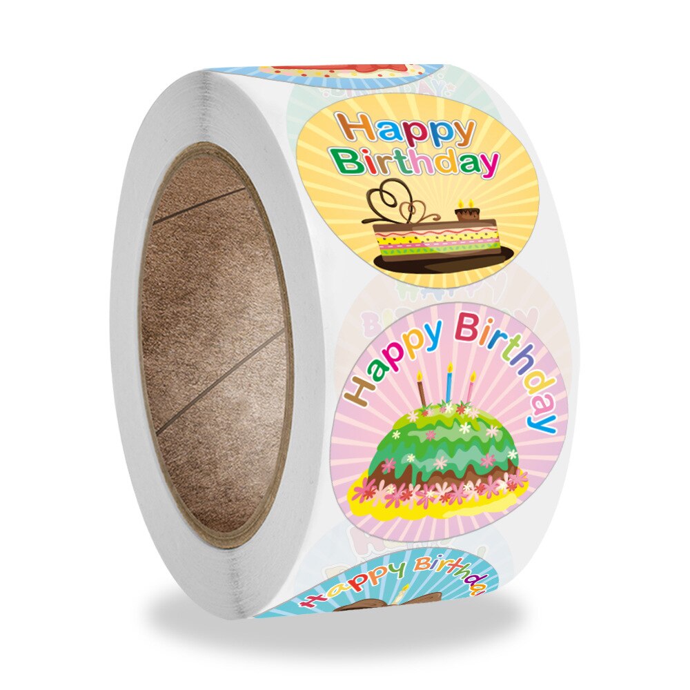 100-500pcs Happy Birthday stickers packaging Sealing Label DIY Party decoration Self-adhestive Handmade Stationery Sticker: QY829-500pcs