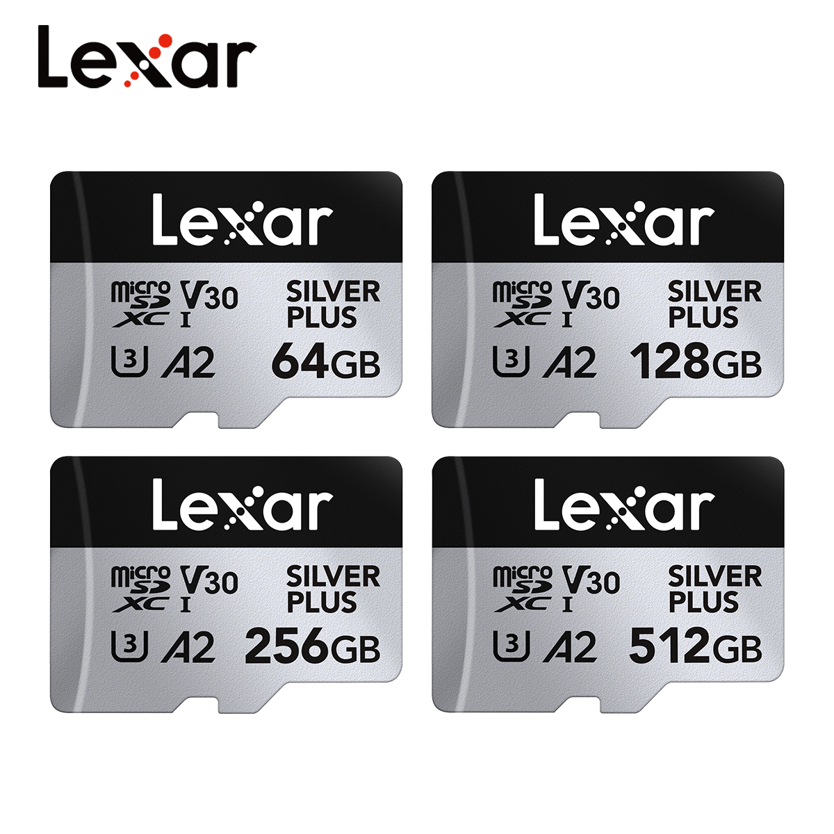 Oryginalna karta Lexar Professional Micro SD SILVER PLUS MicroSDXC 256GB 128GB 64GB V30 A2 Odczyt 205MB/s Karta pamięci TF do 4K