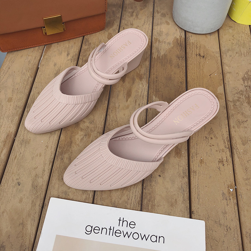 Modne damskie sandały 2021 muły kapcie na buty na plażę blisko palec u nogi kobiety obcasy Strappy kliny buty dla kobiet plastikowe sandały: nagi / 39