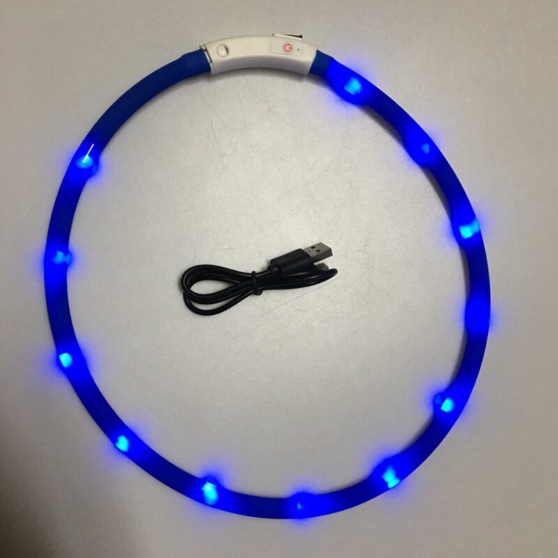 Halsband för hundar usb uppladdningsbart säkerhetsvarning silikonhalsband led-ljus lysande hundhalsband glödande hundhalsband: L / S