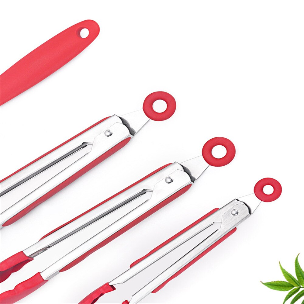 Stainless steel Silicone Kitchen Tongs Clip Salad Bread Cooking Food Serving Tongs Restaurant Food Folder Kitchen Tools